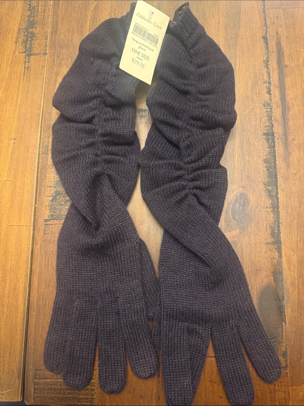 NWT Coldwater Creek Long Ruched Knit Gloves - Dark Brown